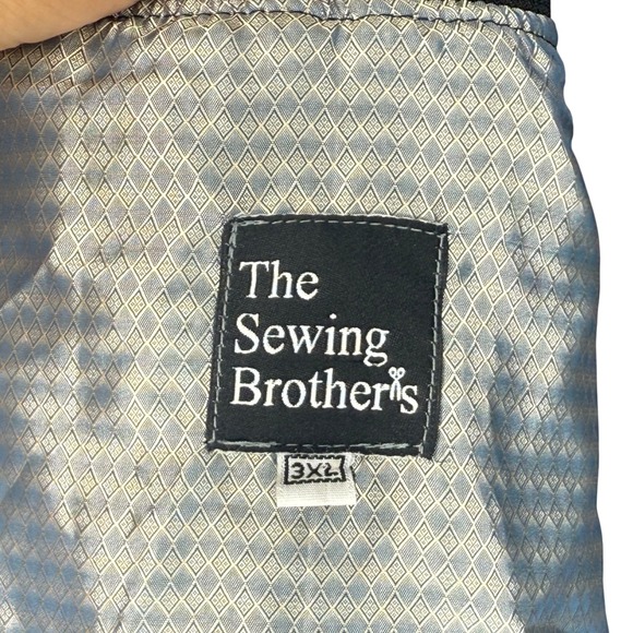 The Sewing Brothers 3XL Plaid Bomber Varsity Jacket Full Zip Striped Black White - Picture 4 of 6